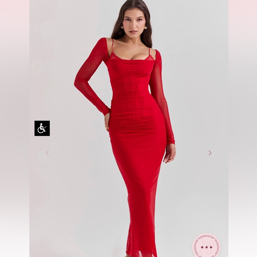 House of cb Elegant Red Long Sleeve Dress